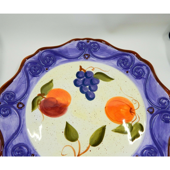 Tabletops Unlimited Hand-painted Medici Pattern Round Dinner Plate 11" - Picture 10 of 11